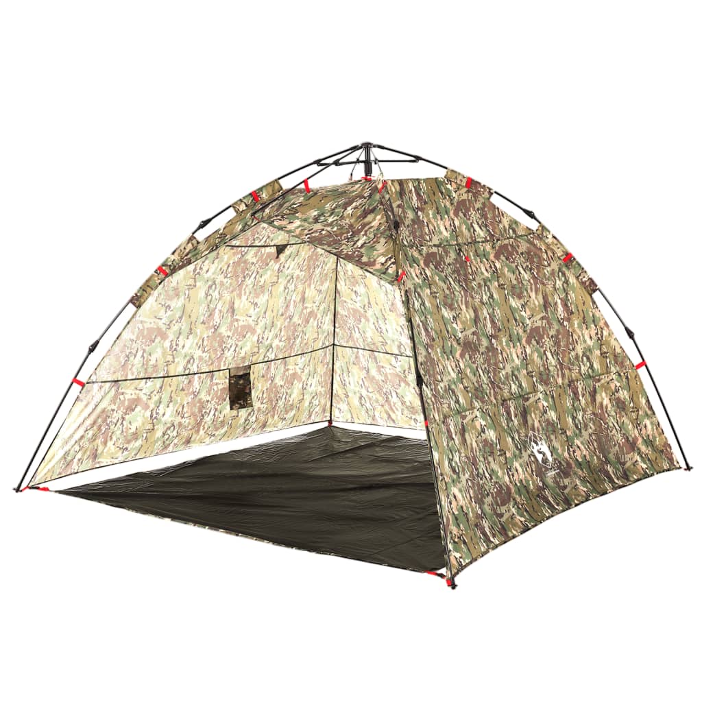 vidaXL Fishing Tent 4-Person Camouflage Quick Release