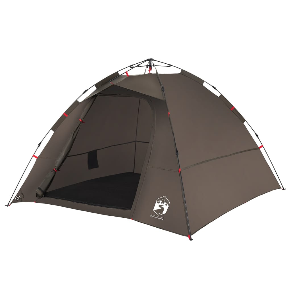 vidaXL Fishing Tent 4-Person Brown Quick Release