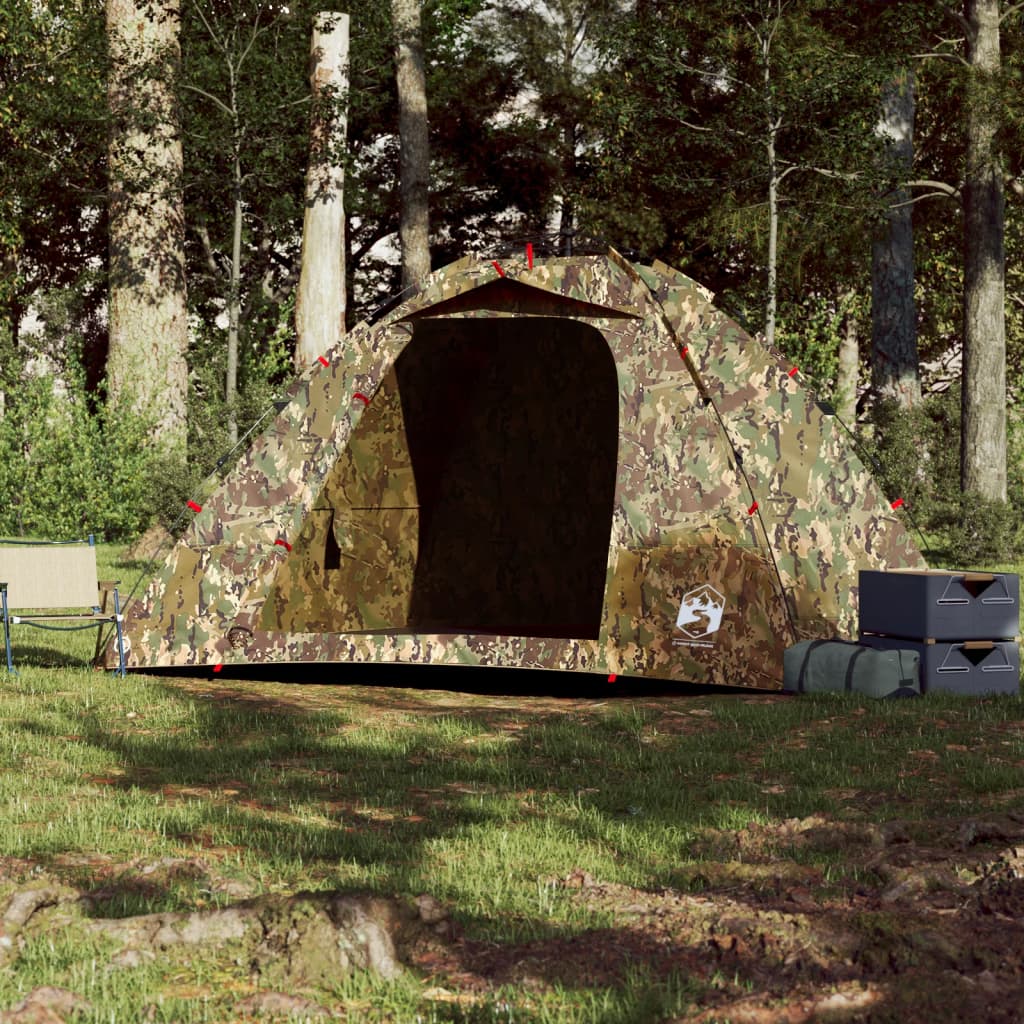 vidaXL Fishing Tent 4-Person Camouflage Quick Release