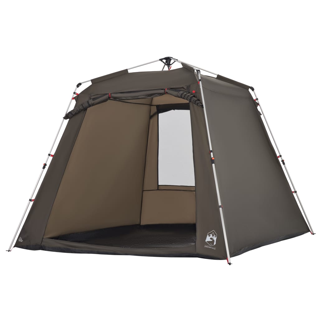 vidaXL Fishing Tent 4-Person Brown Quick Release