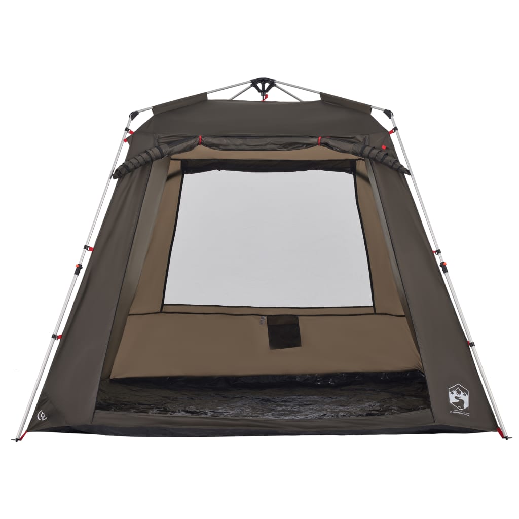 vidaXL Fishing Tent 4-Person Brown Quick Release