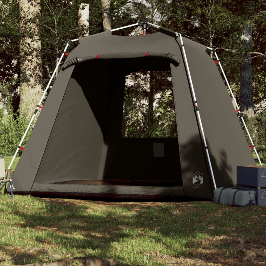 vidaXL Fishing Tent 4-Person Brown Quick Release