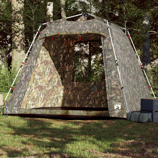 vidaXL Fishing Tent 4-Person Camouflage Quick Release