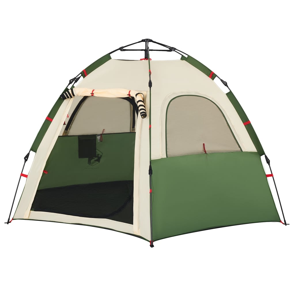 vidaXL Camping Tent Cabin 4-Person Green Quick Release