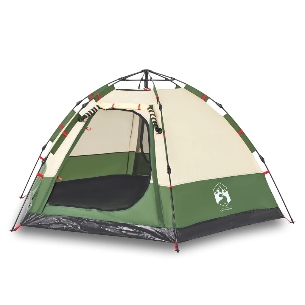 vidaXL Camping Tent Cabin 4-Person Green Quick Release