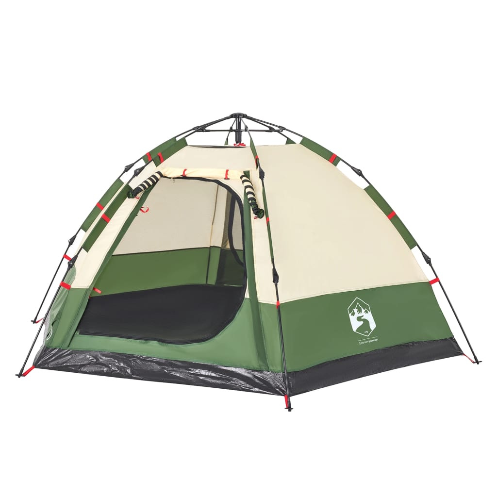 vidaXL Camping Tent Cabin 4-Person Green Quick Release