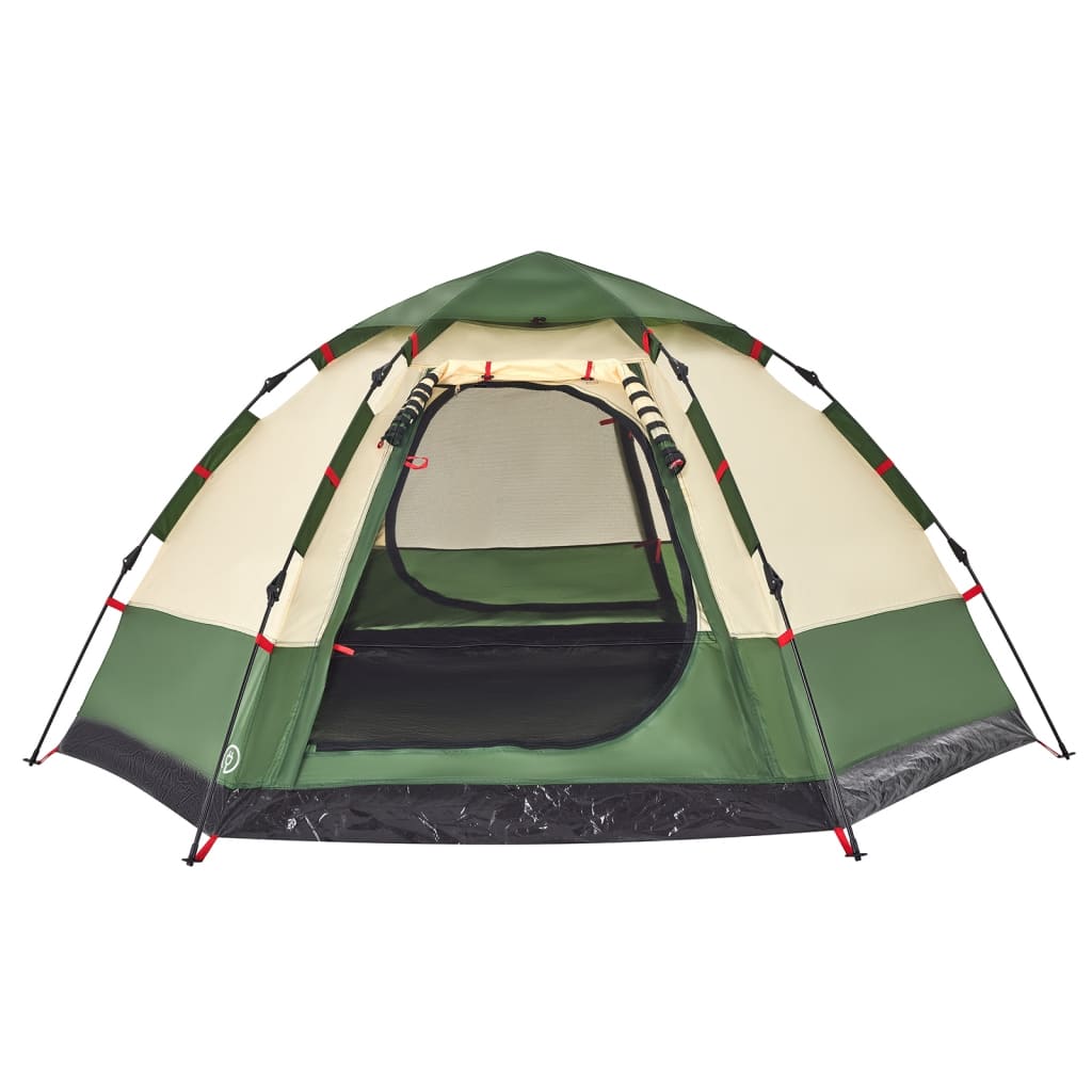 vidaXL Camping Tent Cabin 4-Person Green Quick Release