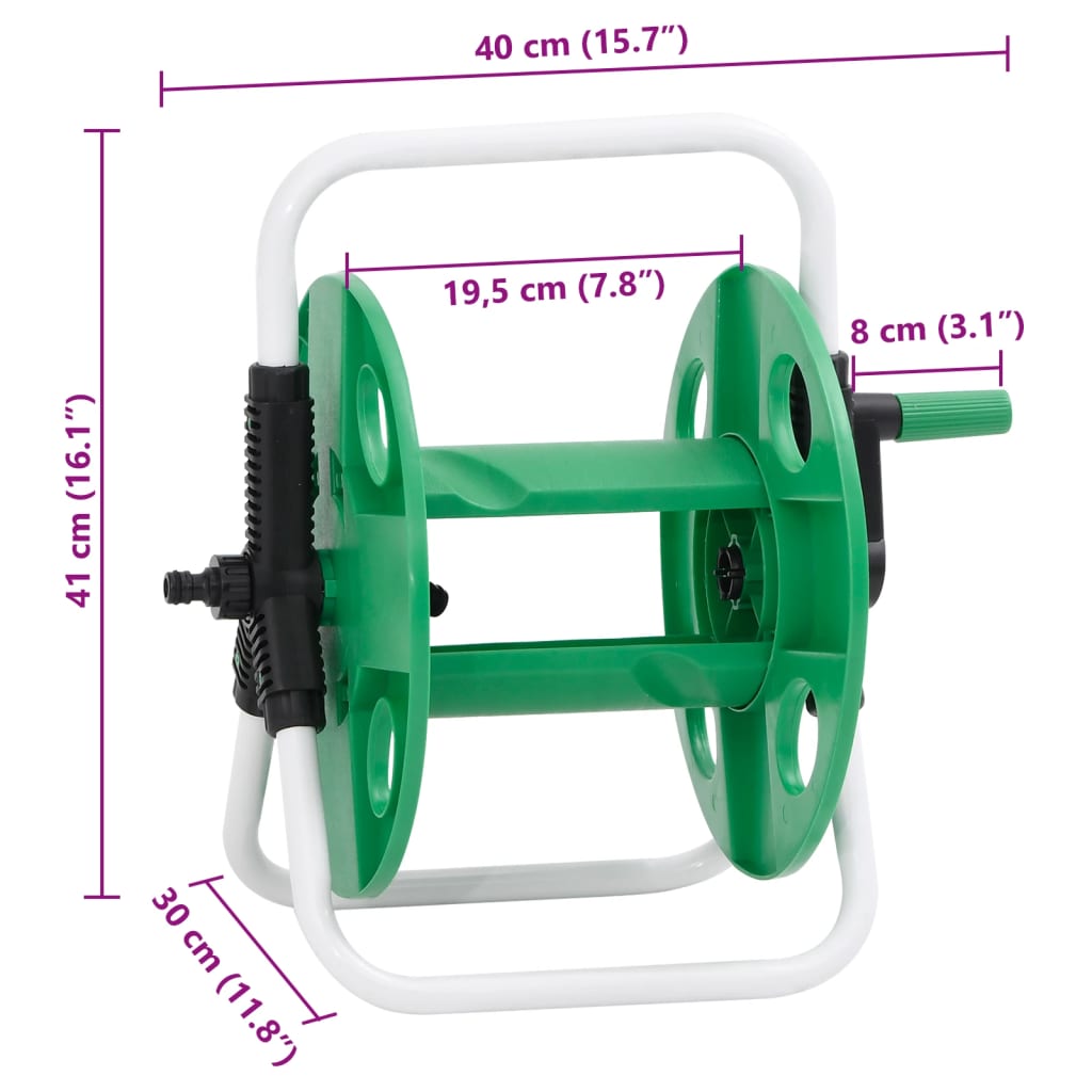 vidaXL Free Standing Green Hose Reel for 45 m 1/2" Hose Steel