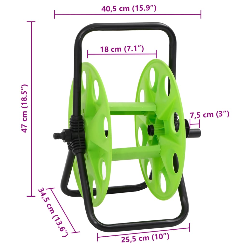 vidaXL Free Standing Green Hose Reel for 45 m 1/2" Hose Steel