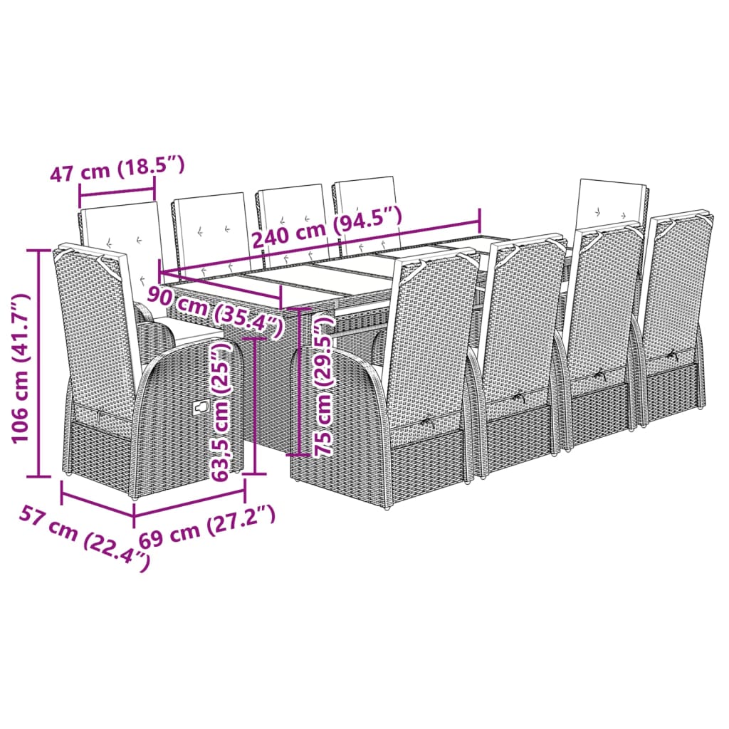 Garden Dining Set | Grey, Dark grey