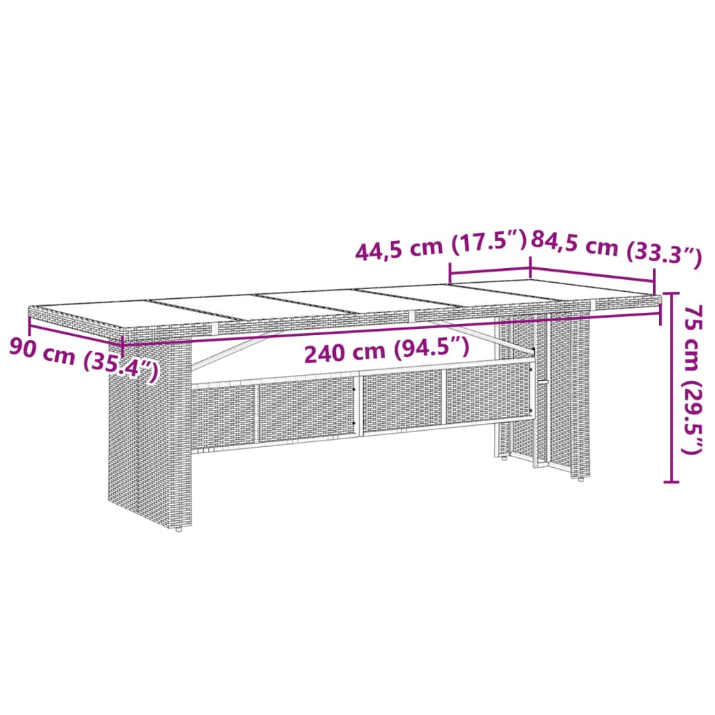 Garden Dining Set | Grey | PE Poly Rattan | 6-seater