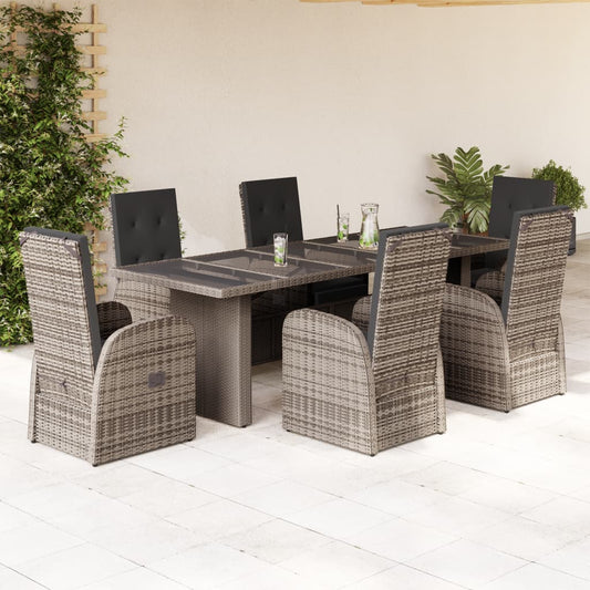 Garden Dining Set | Grey | PE Poly Rattan | 6-seater
