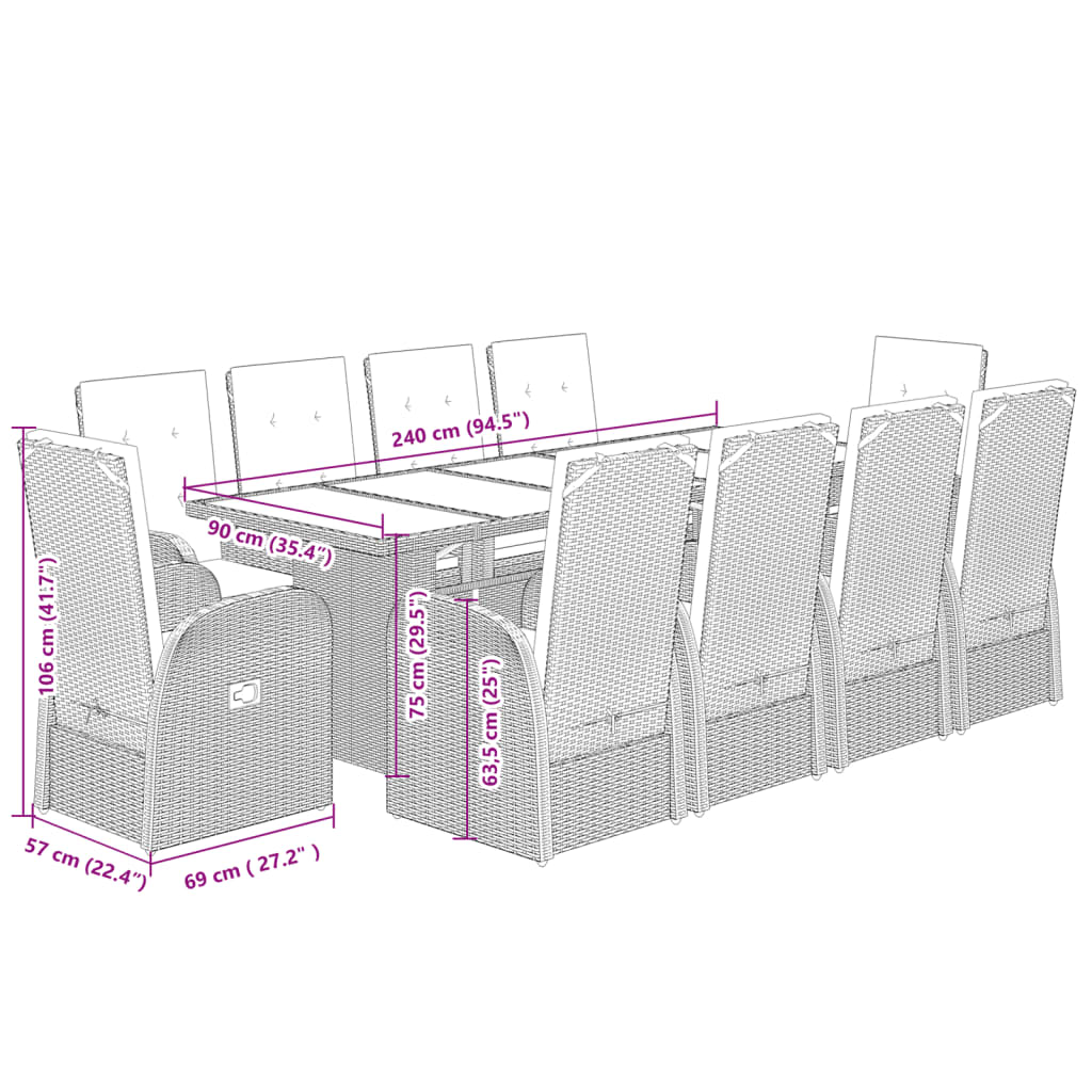 Garden Dining Set | Grey, Dark Grey