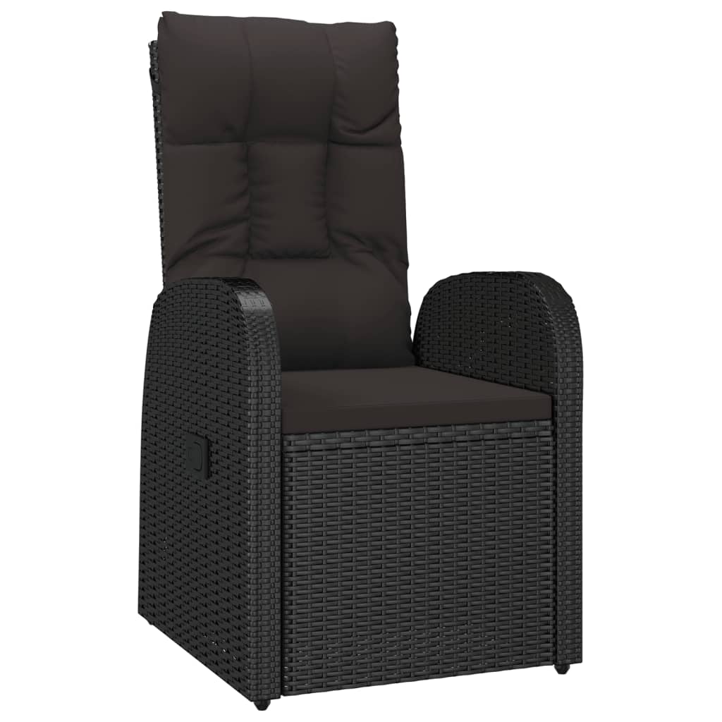 Garden Dining Set | Black | Poly Rattan, Glass, Powder-Coated Steel