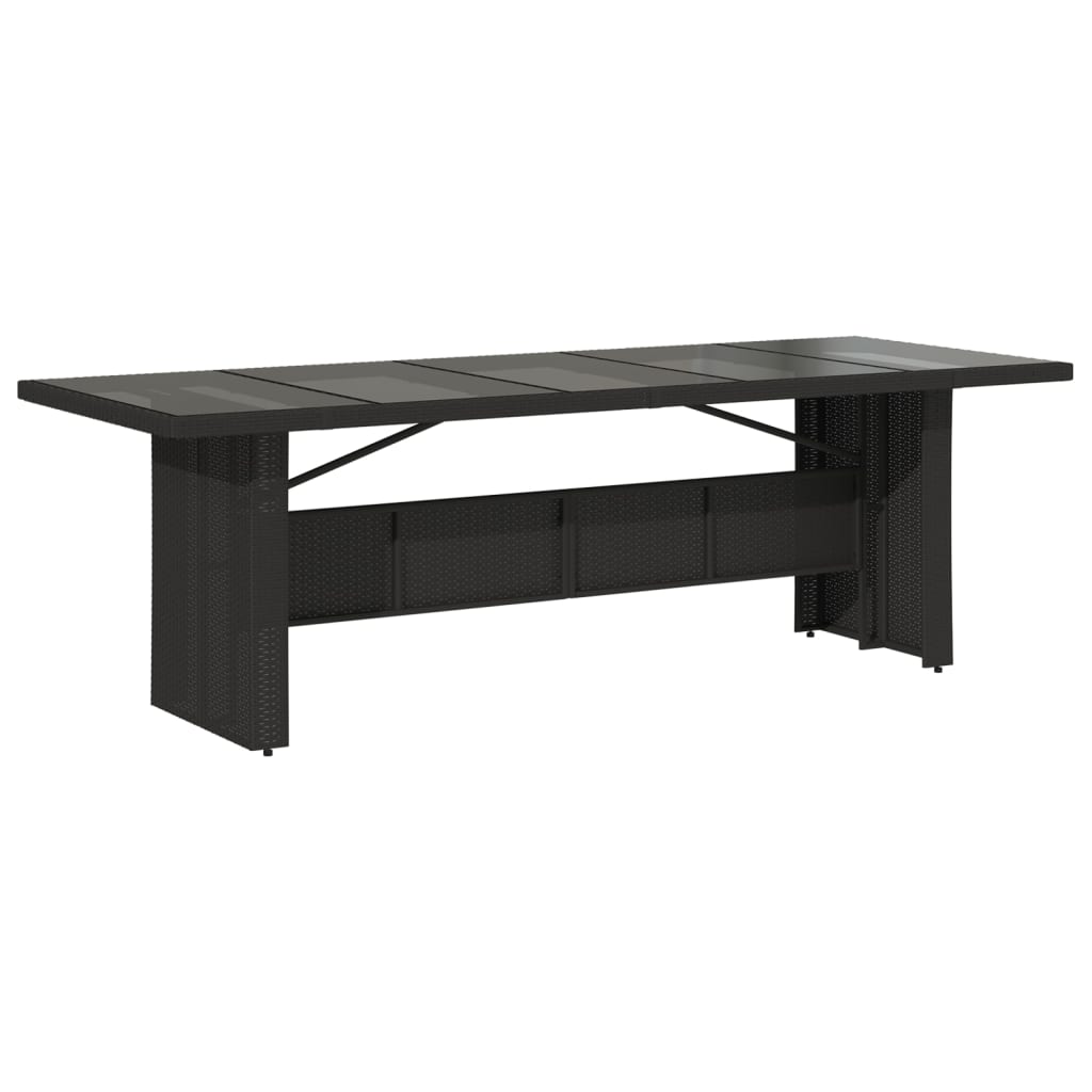 Garden Dining Set | Black | Poly Rattan, Glass, Powder-Coated Steel