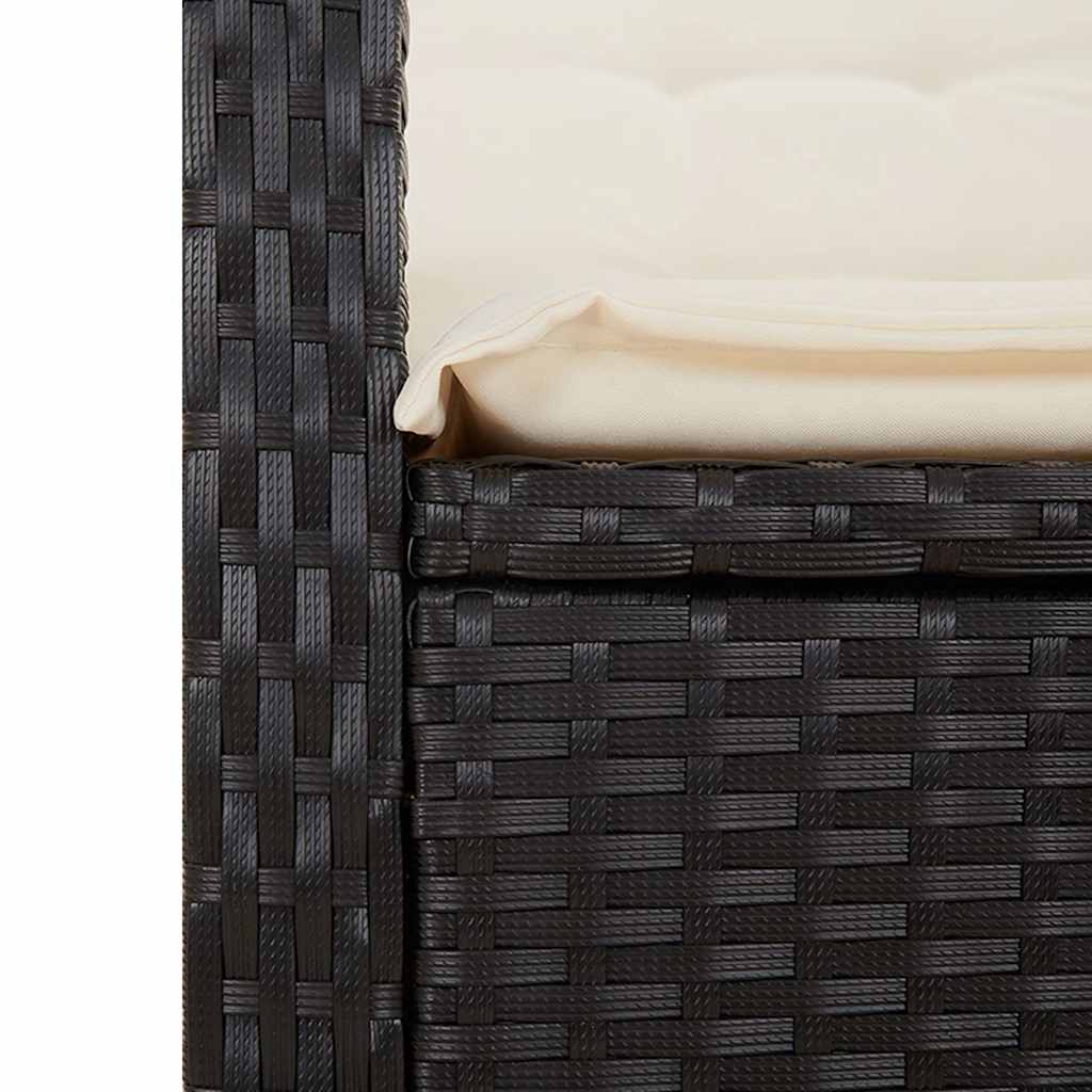 2 Piece Garden Dining Set with Cushions Black Poly Rattan