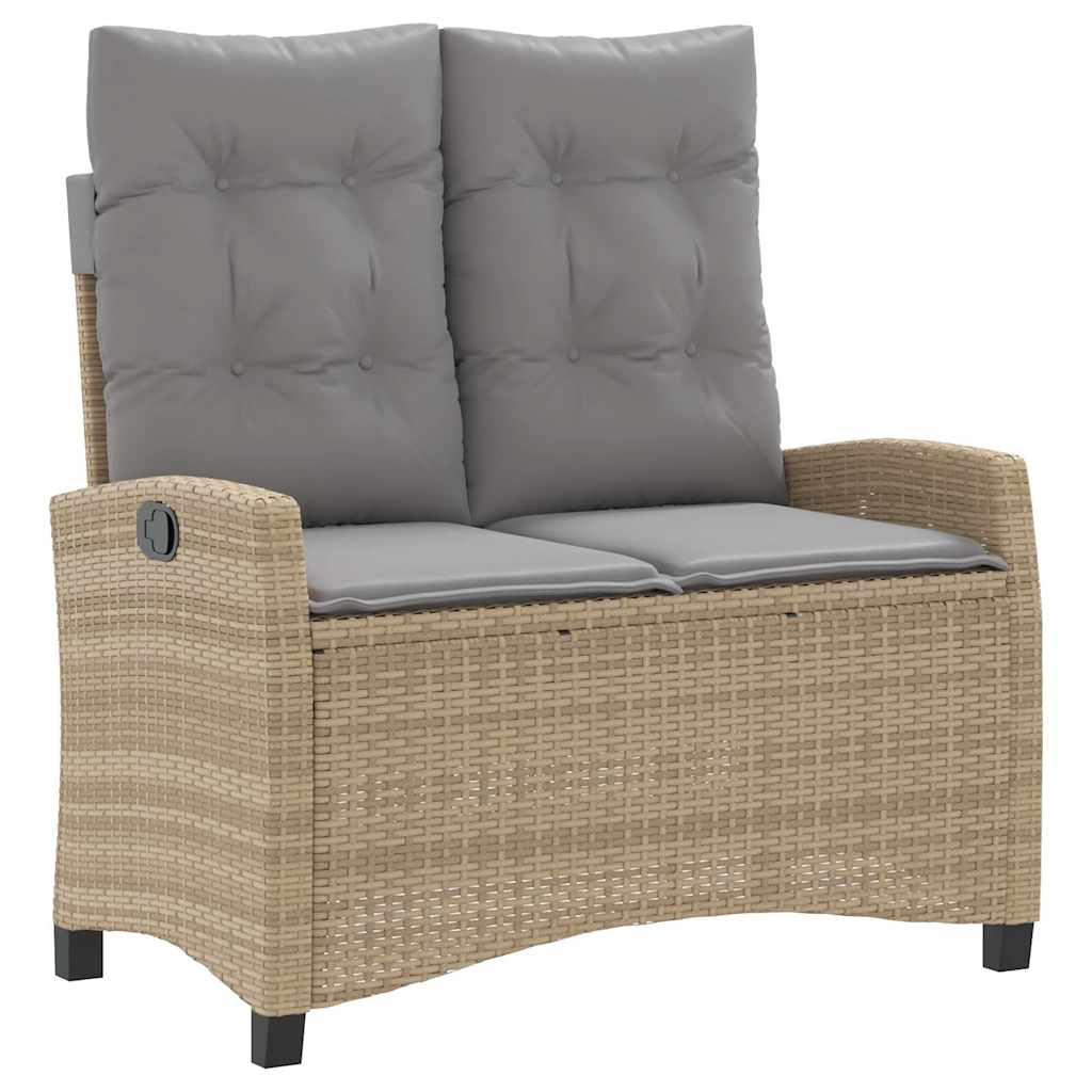 2 Piece Garden Dining Set with Cushions Beige Poly Rattan