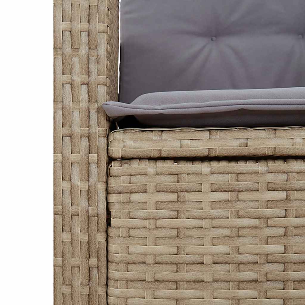 2 Piece Garden Dining Set with Cushions Beige Poly Rattan