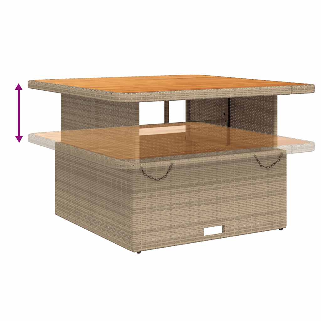 2 Piece Garden Dining Set with Cushions Beige Poly Rattan