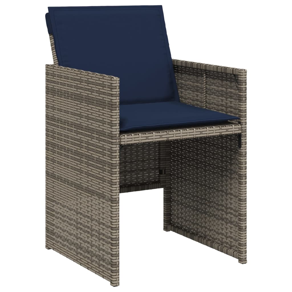 vidaXL Garden Chairs with Cushions 4 pcs Grey Poly Rattan