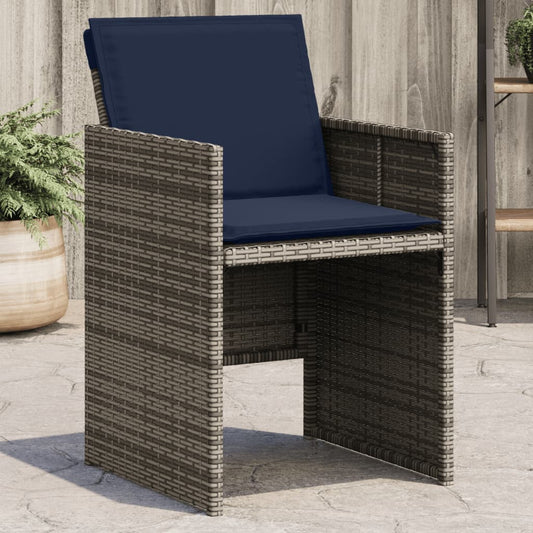 vidaXL Garden Chairs with Cushions 4 pcs Grey Poly Rattan