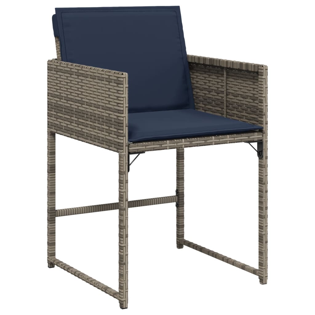 vidaXL Garden Chairs with Cushions 4 pcs Grey Poly Rattan