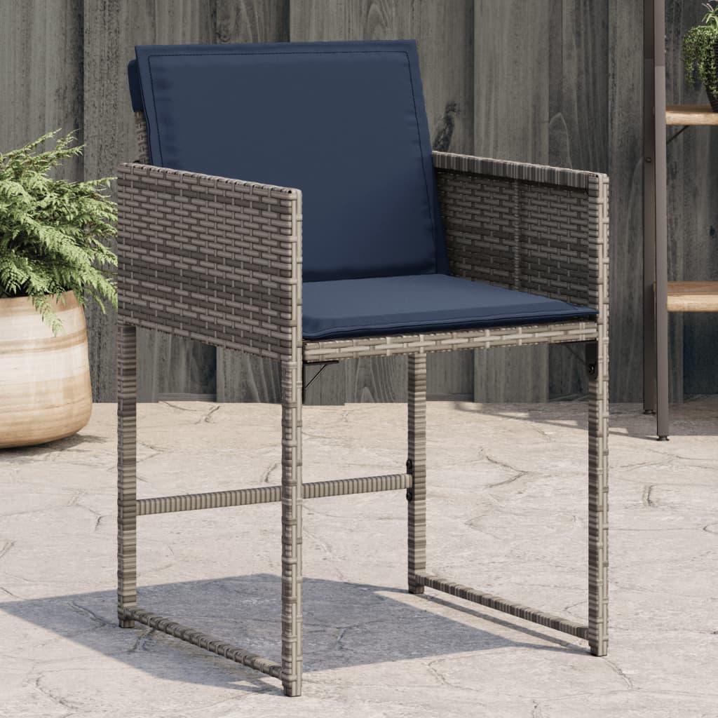 vidaXL Garden Chairs with Cushions 4 pcs Grey Poly Rattan