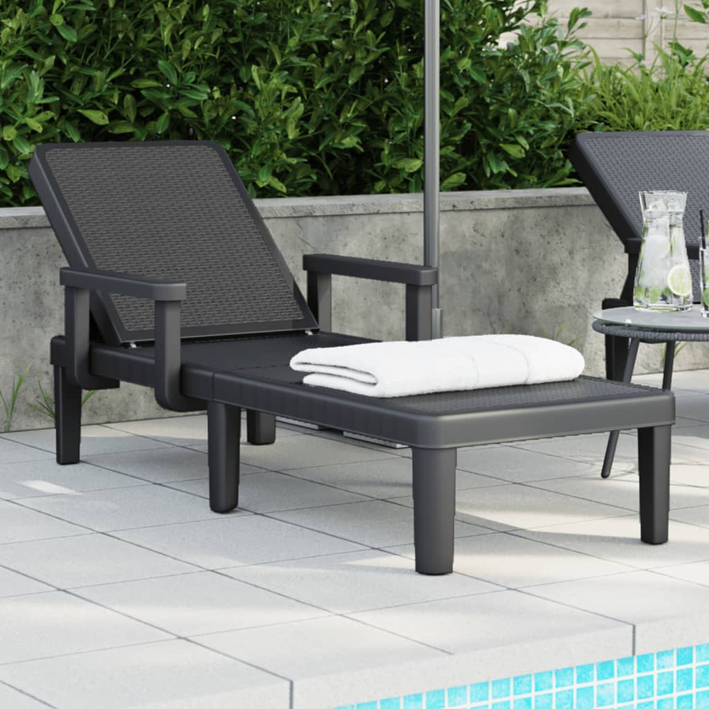 vidaXL 4-Way Height Adjustable Sun Lounger 155.5x57x28 cm Polypropylene