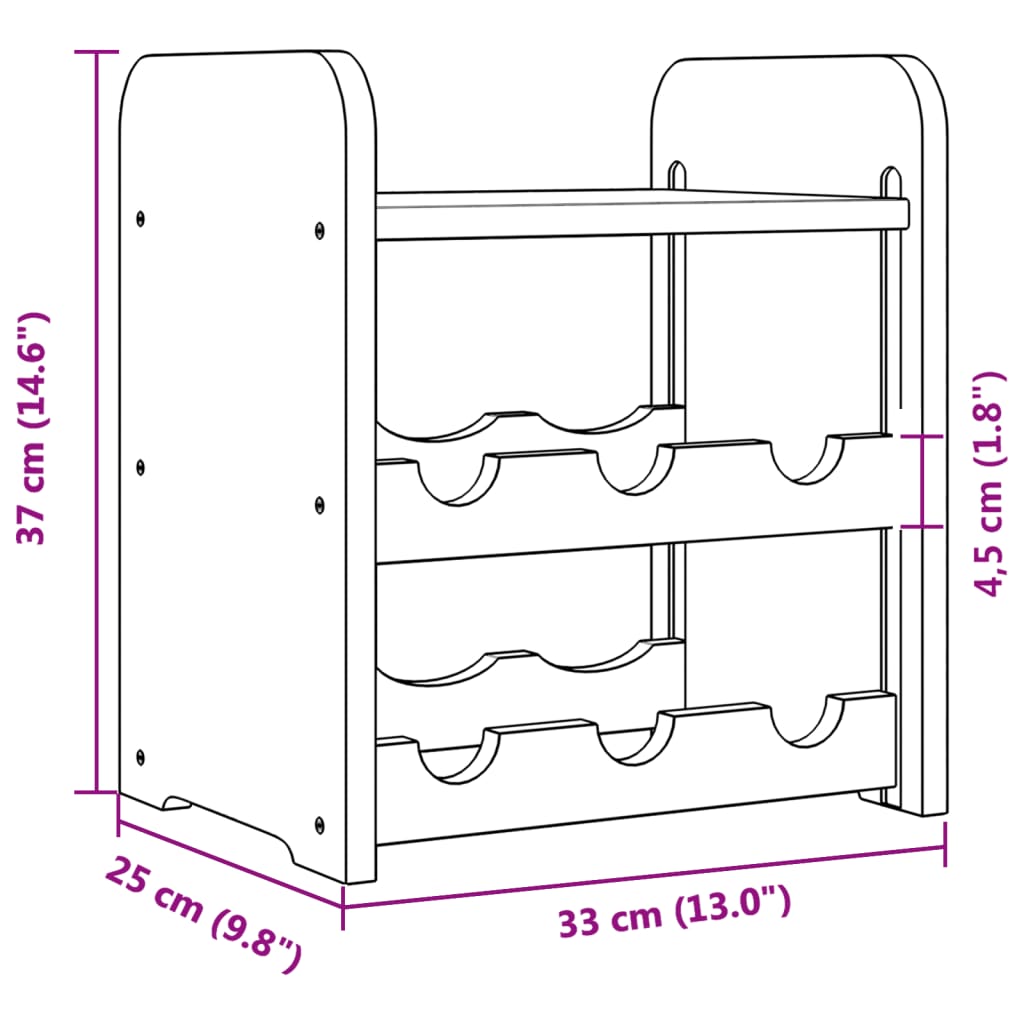 Wine Rack with Top Board 33x25x37 cm Solid Wood Pine