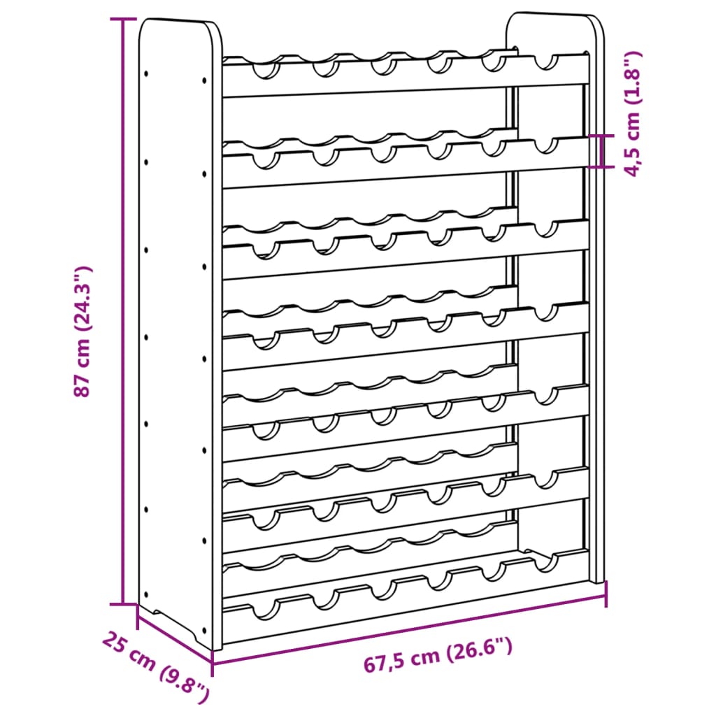 vidaXL Wine Rack 67.5x25x87 cm Solid Wood Pine