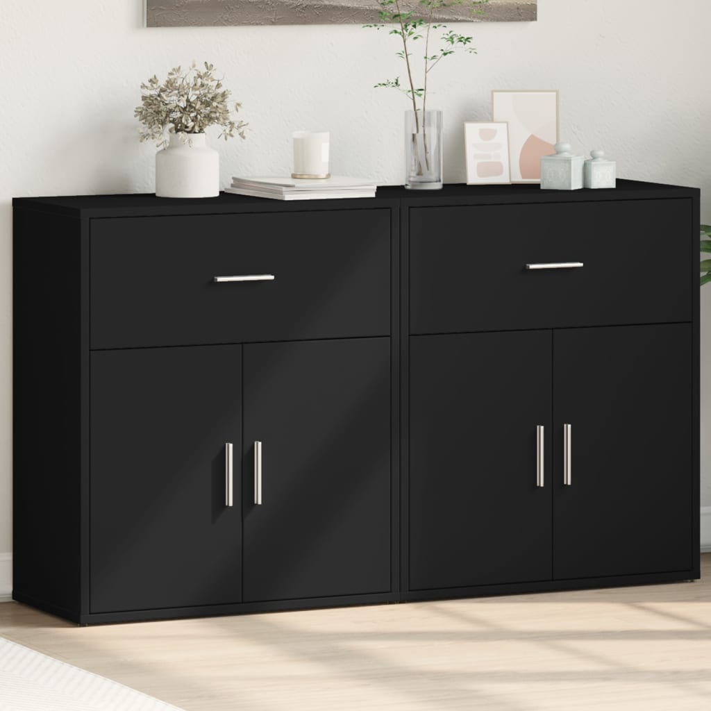 vidaXL Sideboards 2 pcs Black 60x31x70 cm Engineered Wood