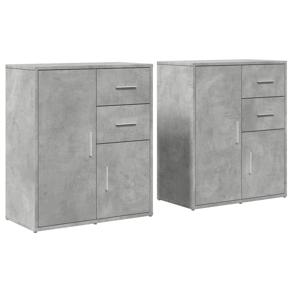 vidaXL Sideboards 2 pcs Concrete Grey 60x31x70 cm Engineered Wood