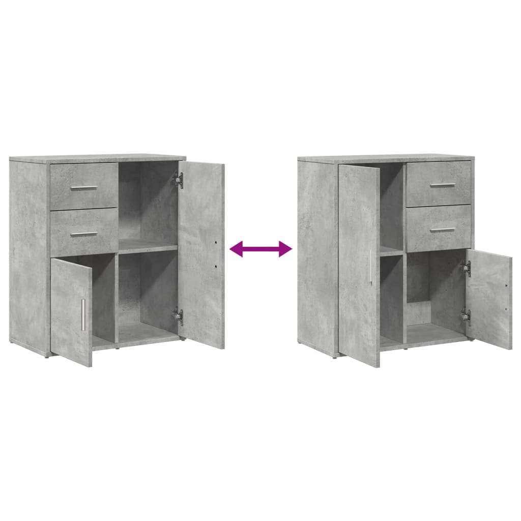 vidaXL Sideboards 2 pcs Concrete Grey 60x31x70 cm Engineered Wood