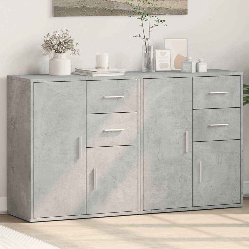 vidaXL Sideboards 2 pcs Concrete Grey 60x31x70 cm Engineered Wood