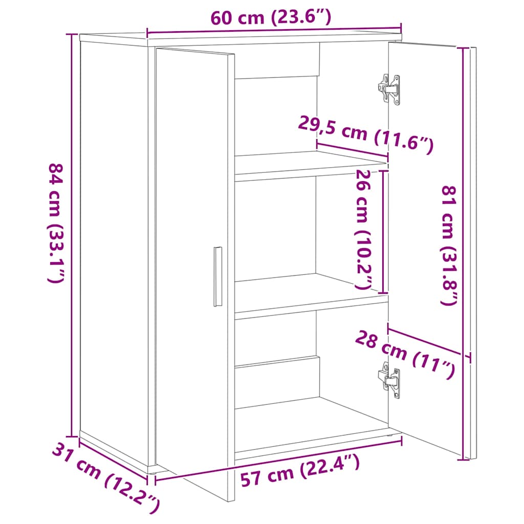 Sideboards 2 pcs Sonoma Oak 60x31x84 cm Engineered Wood