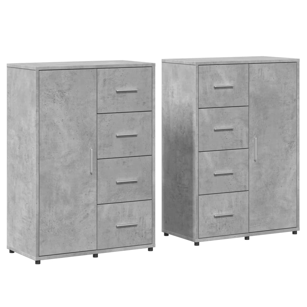 vidaXL Sideboards 2 pcs Concrete Grey 60x31x84 cm Engineered Wood