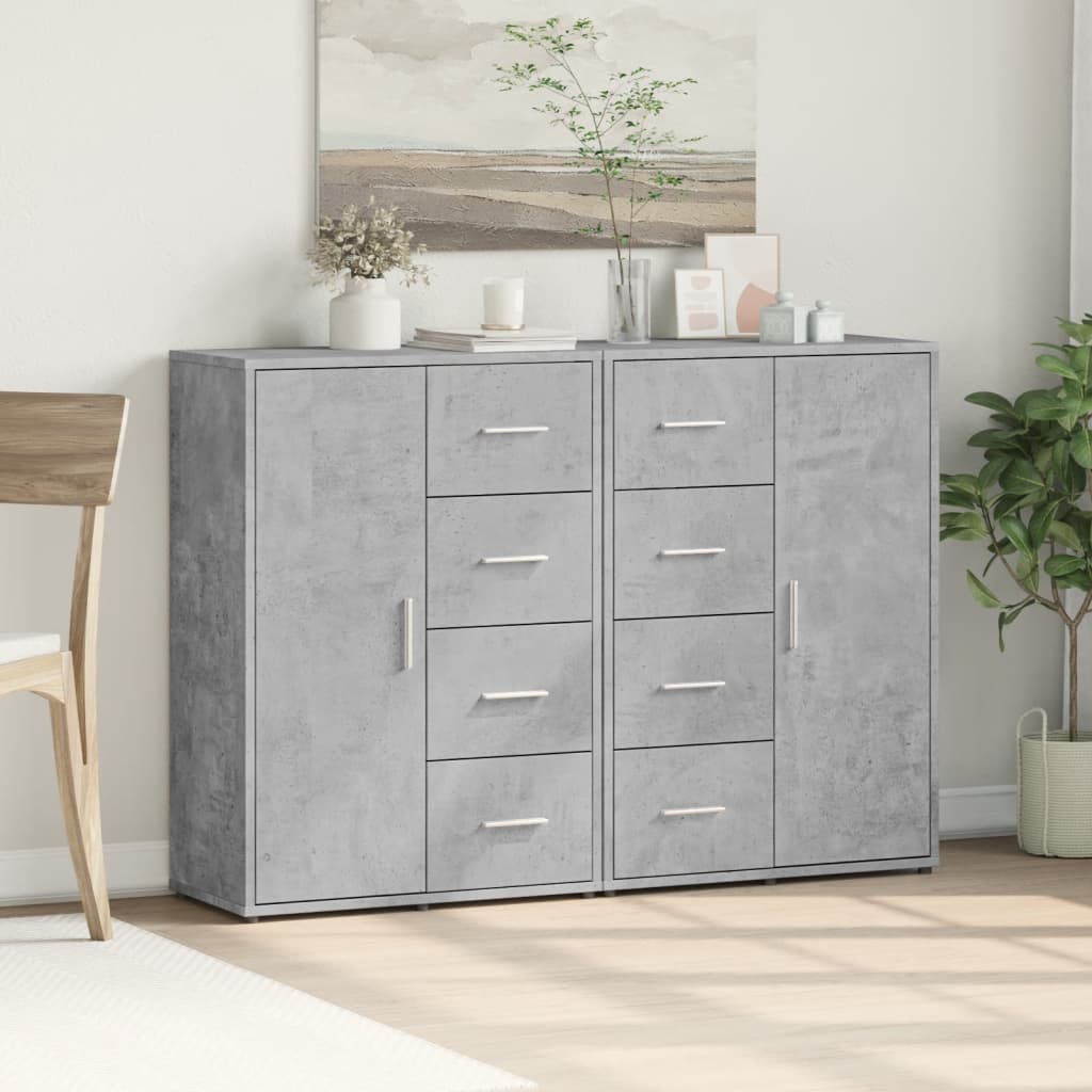 vidaXL Sideboards 2 pcs Concrete Grey 60x31x84 cm Engineered Wood