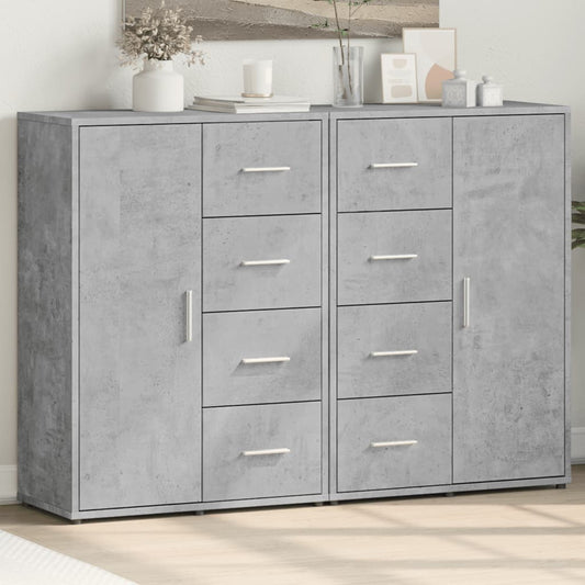 vidaXL Sideboards 2 pcs Concrete Grey 60x31x84 cm Engineered Wood