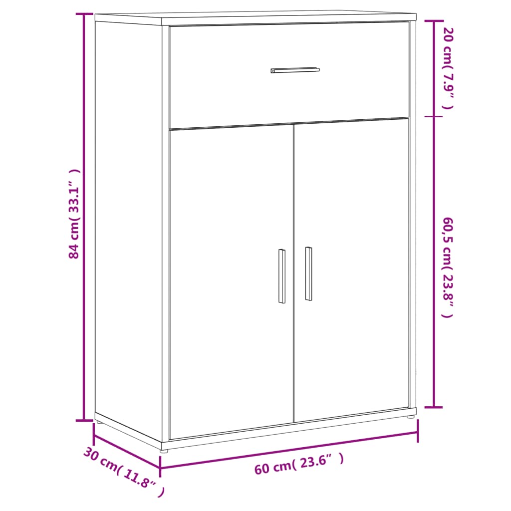 Sideboards 2 pcs White 60x30x84 cm Engineered Wood