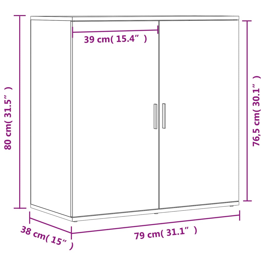 vidaXL Sideboards 2 pcs White 79x38x80 cm Engineered Wood