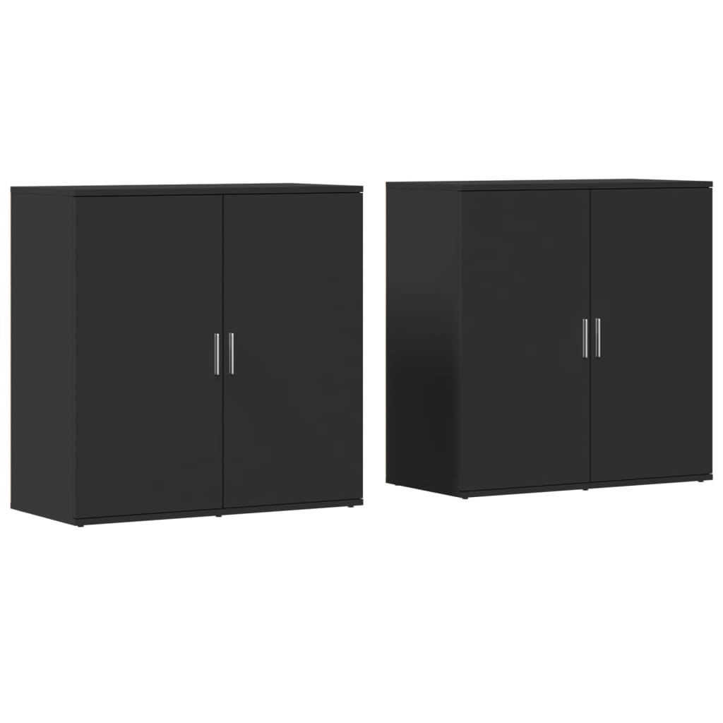 vidaXL Sideboards 2 pcs Black 79x38x80 cm Engineered Wood