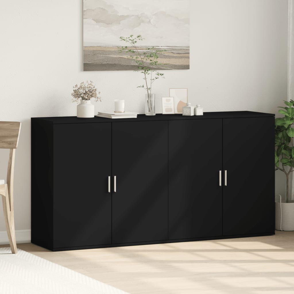 vidaXL Sideboards 2 pcs Black 79x38x80 cm Engineered Wood