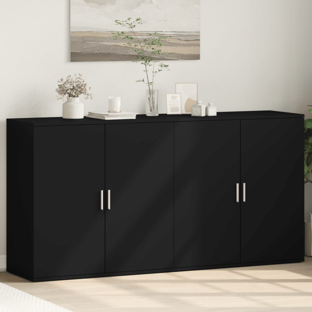 vidaXL Sideboards 2 pcs Black 79x38x80 cm Engineered Wood