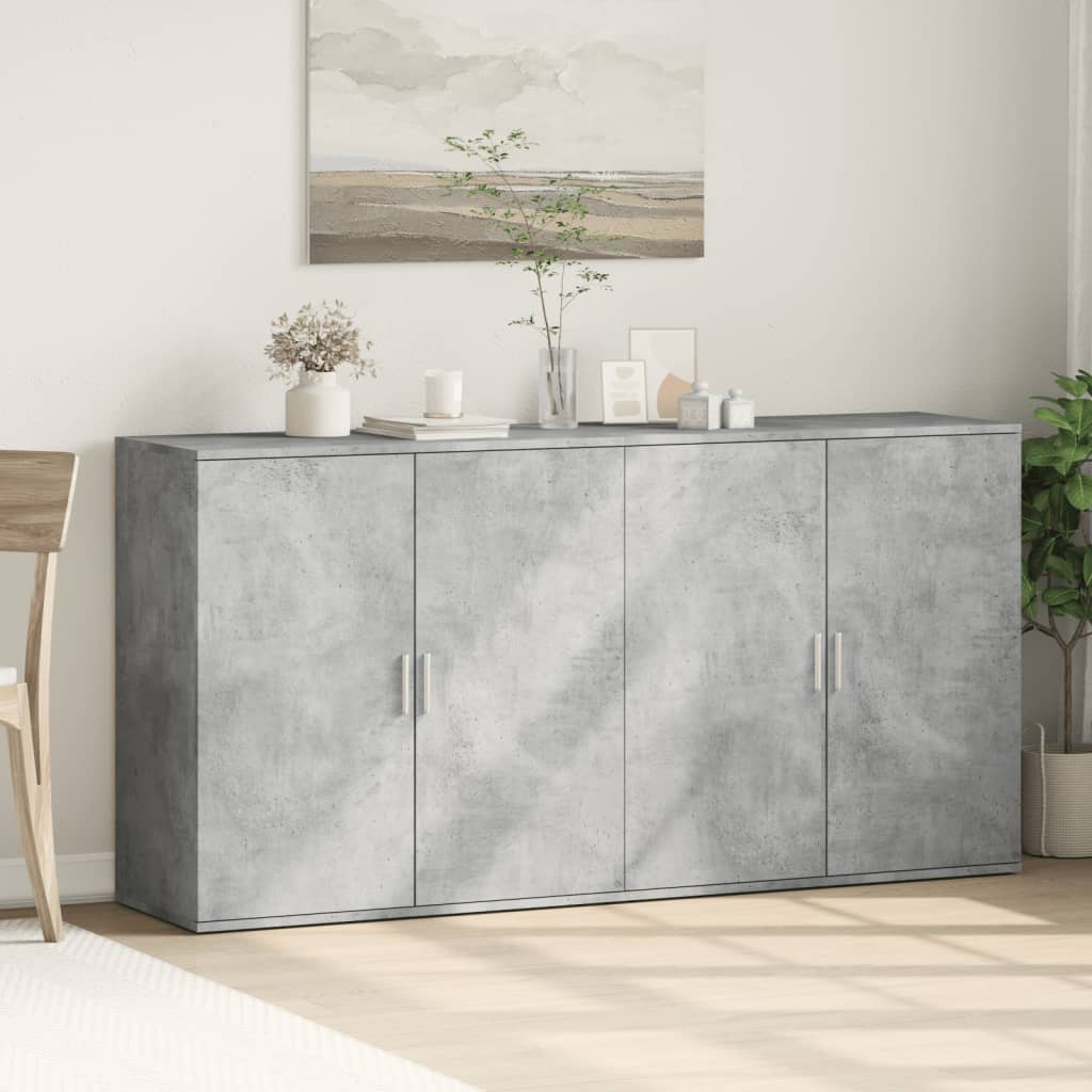 vidaXL Sideboards 2 pcs Concrete Grey 79x38x80 cm Engineered Wood