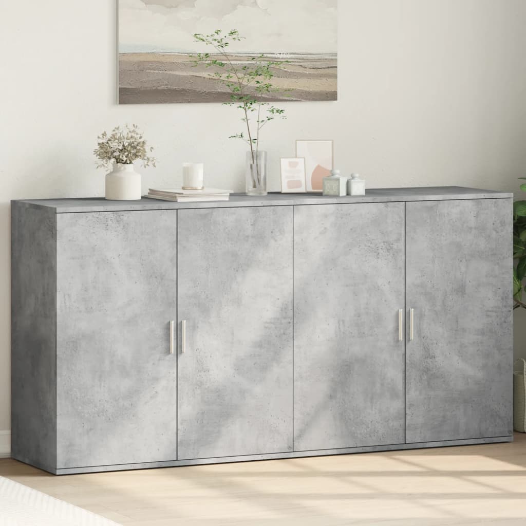 vidaXL Sideboards 2 pcs Concrete Grey 79x38x80 cm Engineered Wood