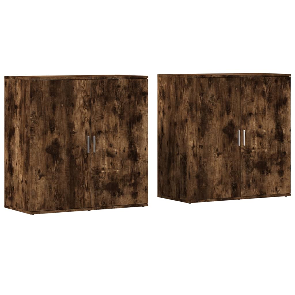 vidaXL Sideboards 2 pcs Smoked Oak 79x38x80 cm Engineered Wood