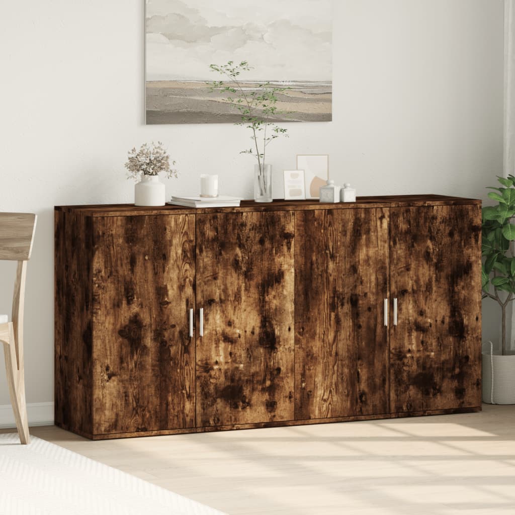 vidaXL Sideboards 2 pcs Smoked Oak 79x38x80 cm Engineered Wood