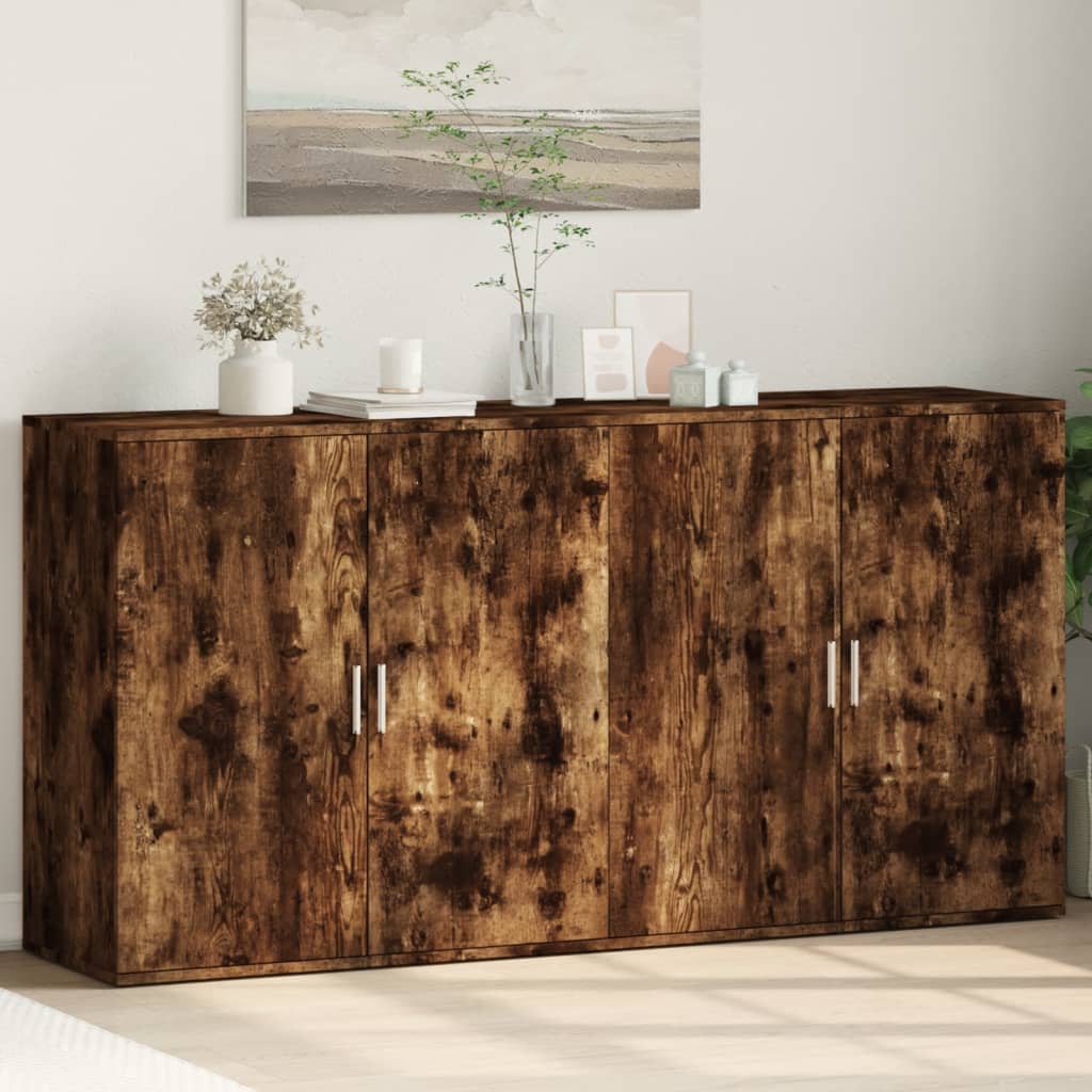 vidaXL Sideboards 2 pcs Smoked Oak 79x38x80 cm Engineered Wood