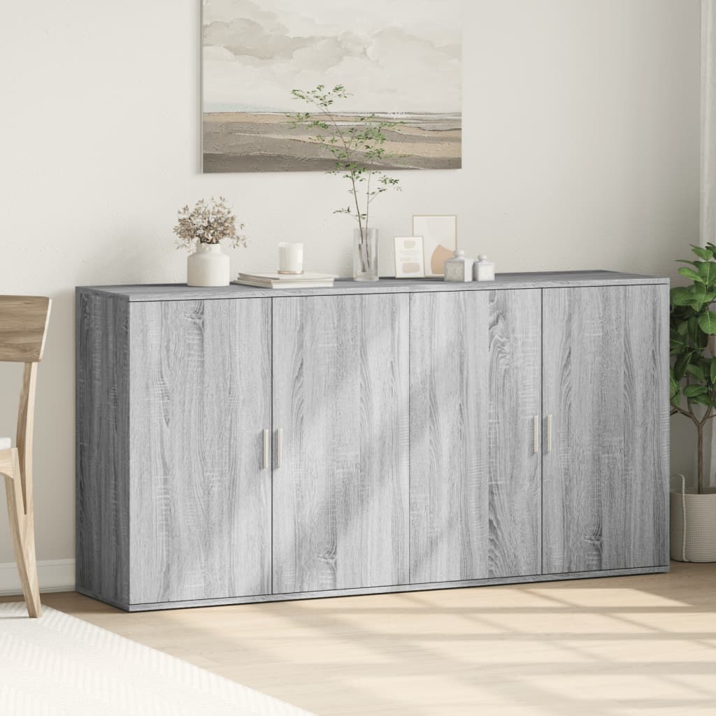 vidaXL Sideboards 2 pcs Grey Sonoma 79x38x80 cm Engineered Wood