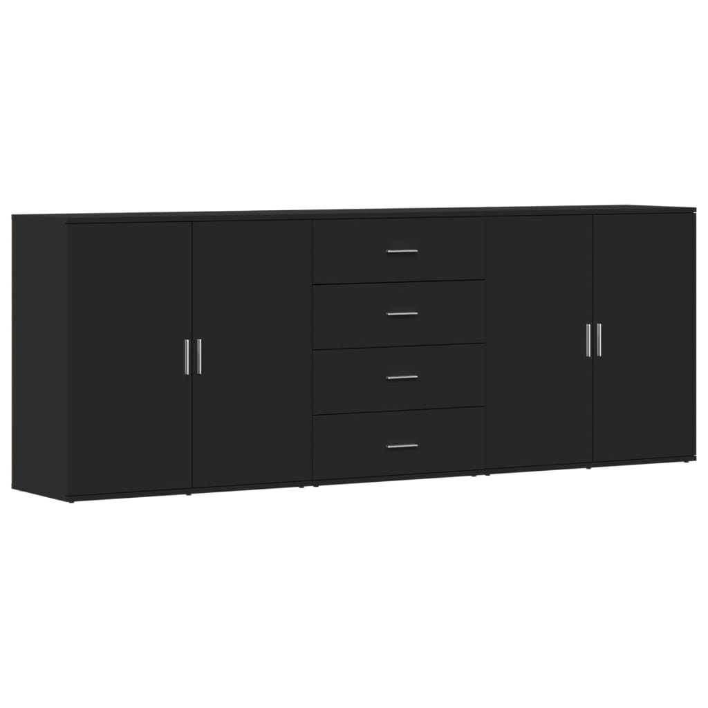 vidaXL Sideboards 3 pcs Black Engineered Wood